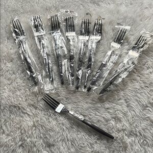 Vintage EKCO Eterna Floral Danish modern wood-look stainless Dinner Forks- New!